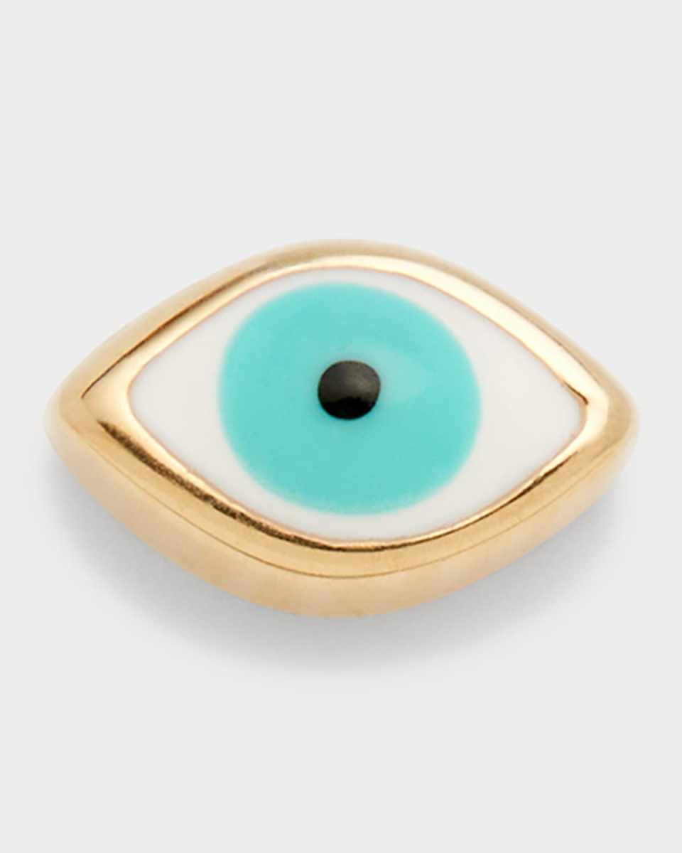 14K Gold Enamel Evil Eye Stud Earring, Single